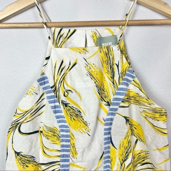 Anthropologie Maeve Yellow & White Wheat High Neck Tank Top XXS - Picture 3 of 5